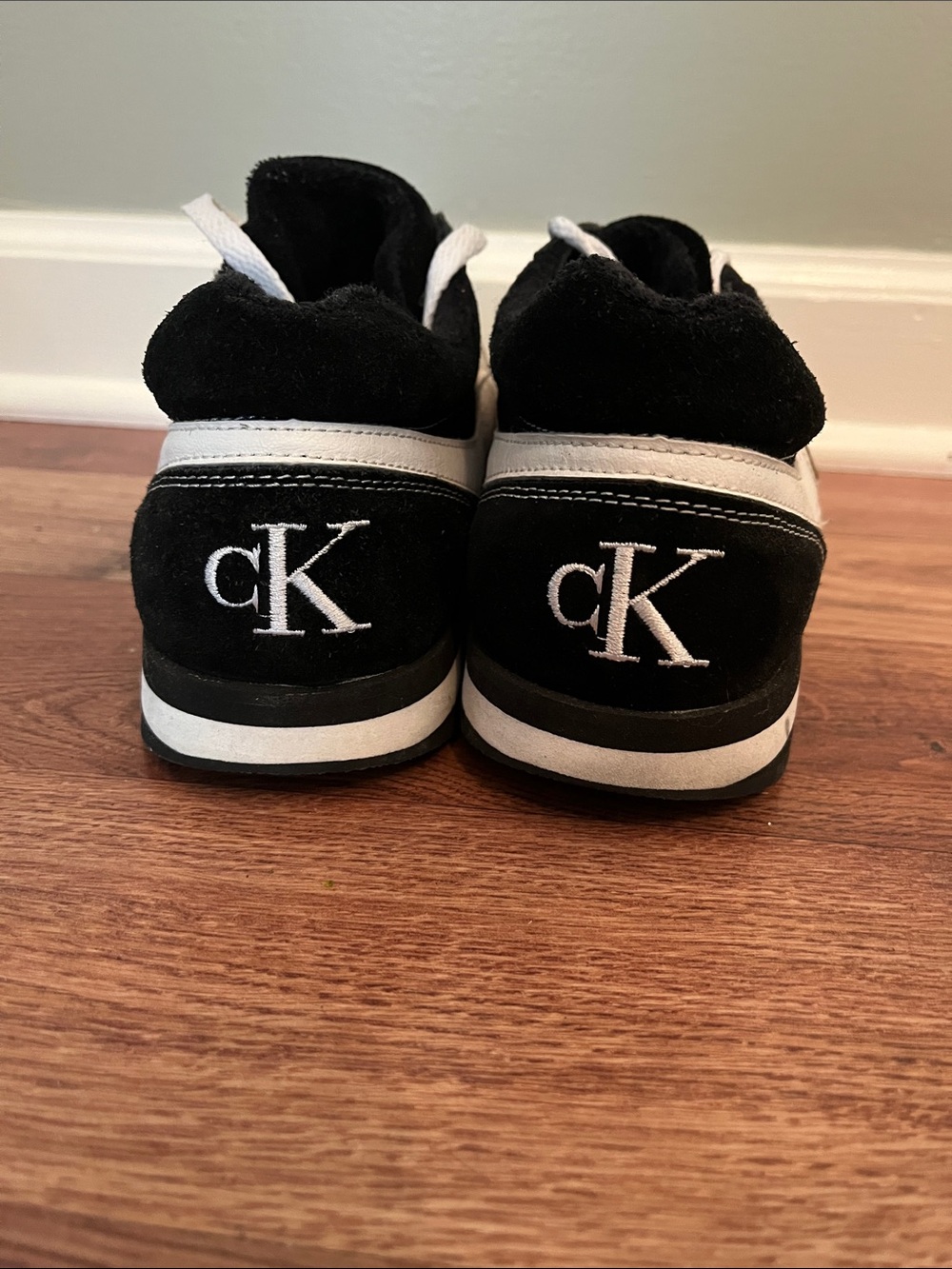 Calvin Klein Black and White Suede Low-Top Sneakers - Picture 4 of 4